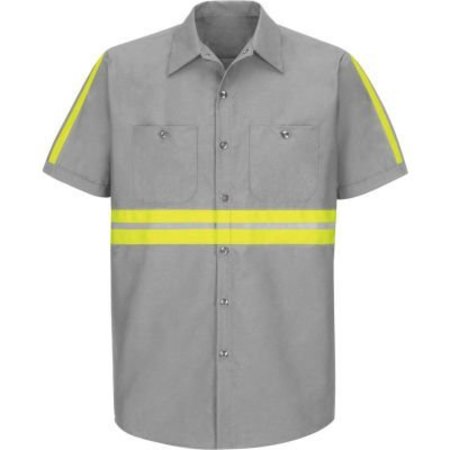 VF IMAGEWEAR Red Kap® Enhanced Visibility Industrial Short Sleeve Work Shirt, Gray, Poly/Cotton, Regular 4XL SP24EGSS4XL